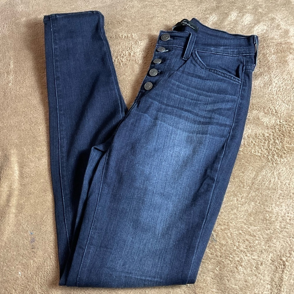 Kancan Button Fly Skinny Blue Jeans Sz 26